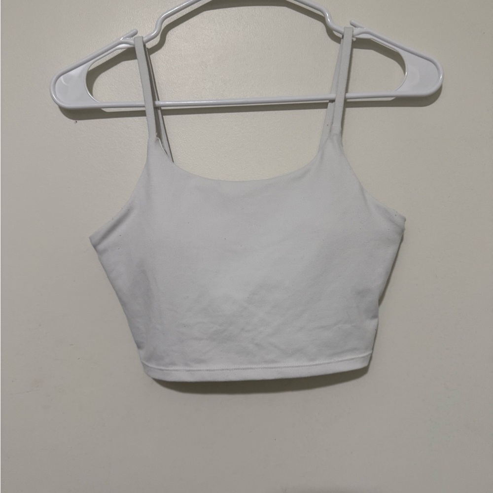 White Women's Crop Tank Top - Minimal Spaghetti Strap